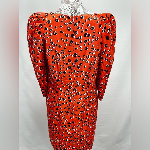 COREY LYNN CALTER Orange leopard print DOLLY puff sleeve shift dress size M. - Picture 5 of 14
